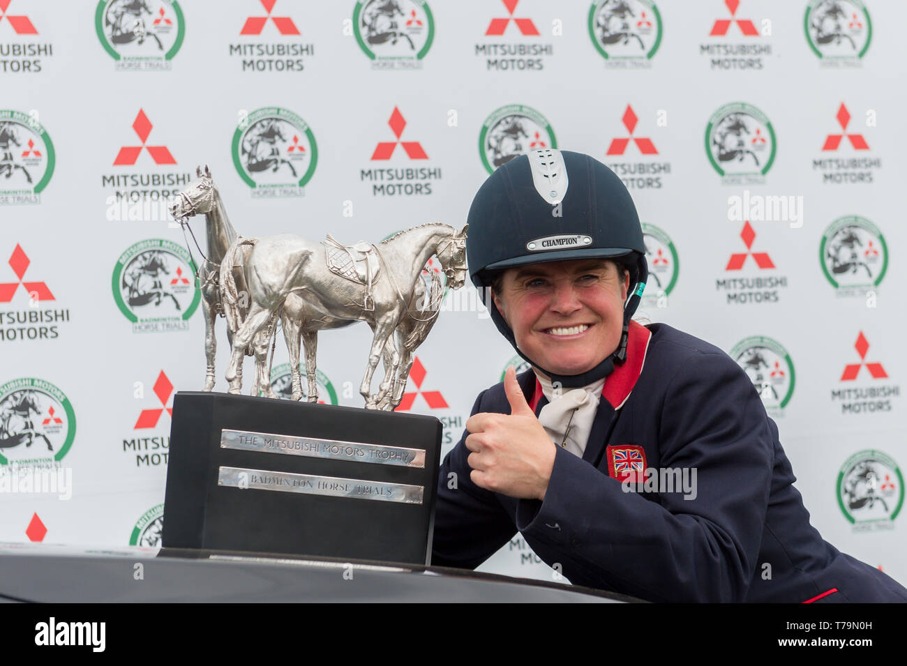 Piggy francés en el momento de la entrega de premios del 2019 Mitsubishi Motors Badminton Horse trials Foto de stock