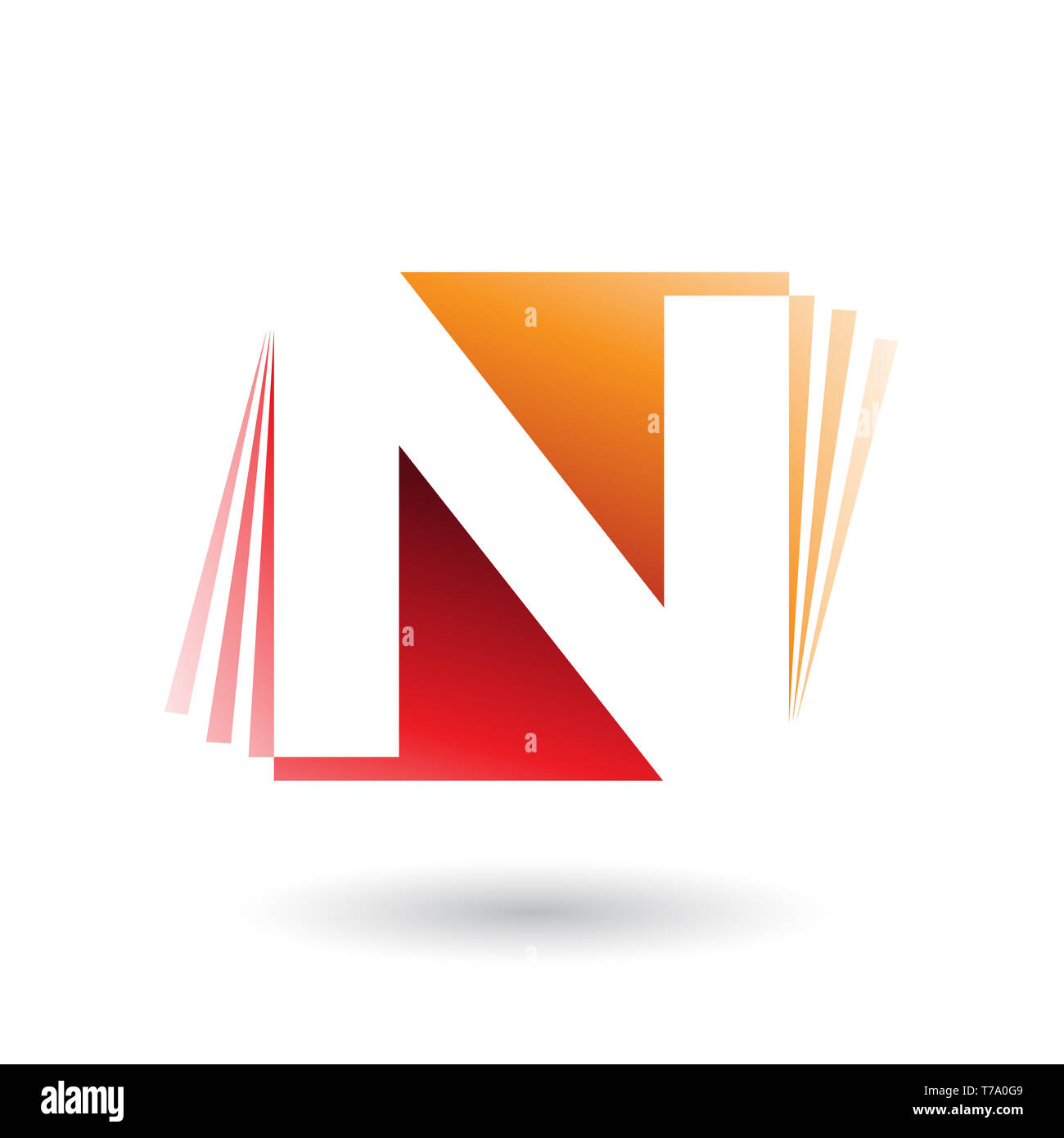 Ilustración Vectorial De Color Rojo Y Naranja Letra N Con