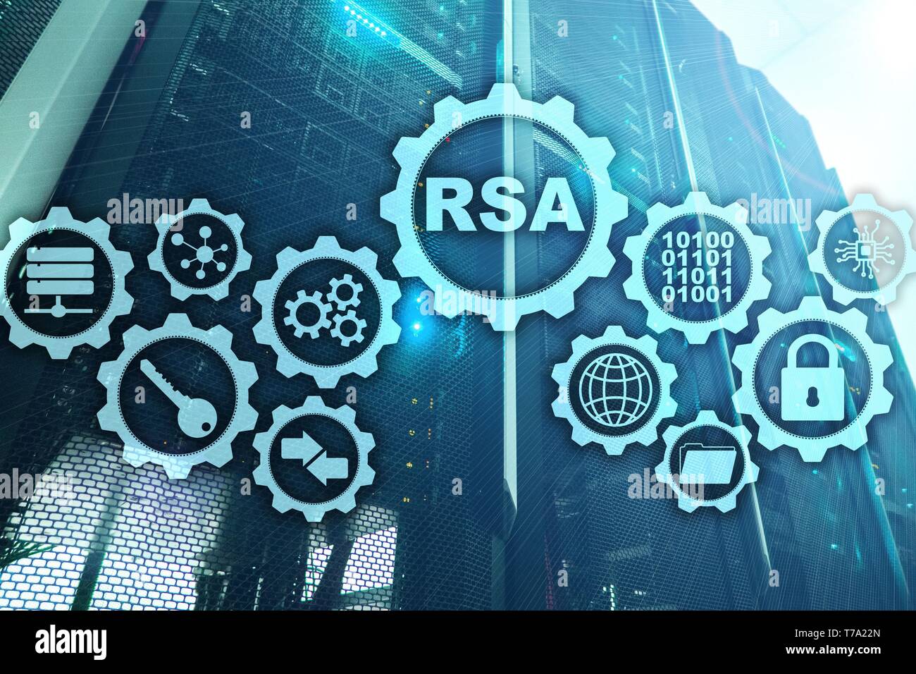 RSA. Rivest Shamir Adleman cryptosystem. Criptografía y Seguridad de la red. Foto de stock