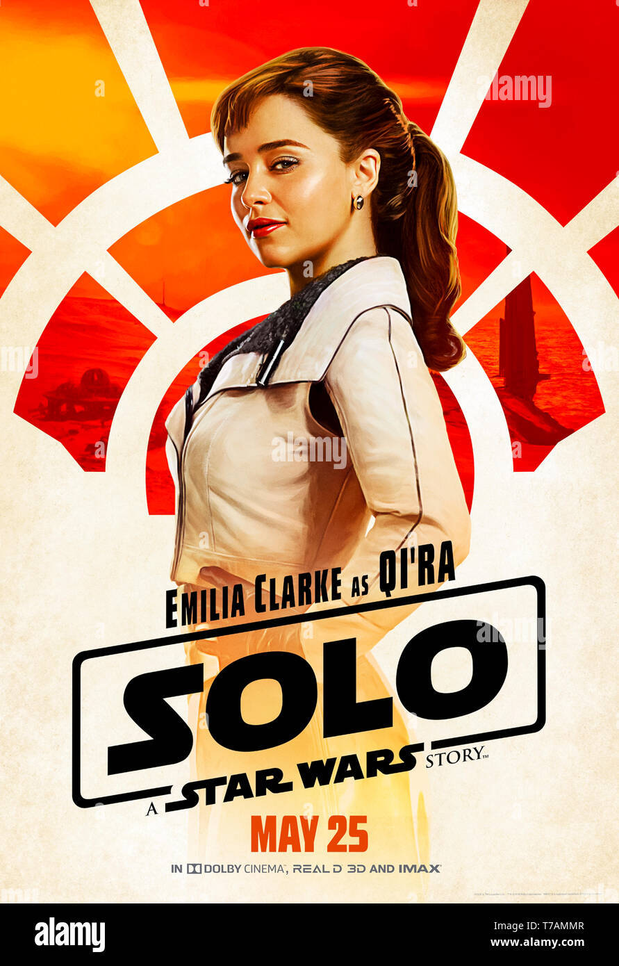 Solo: una historia de Star Wars (2018), dirigida por Ron Howard y  protagonizada por Emilia Clarke como Qi'ra, Han Solo el mejor amigo de la  infancia y primer amor Fotografía de stock -