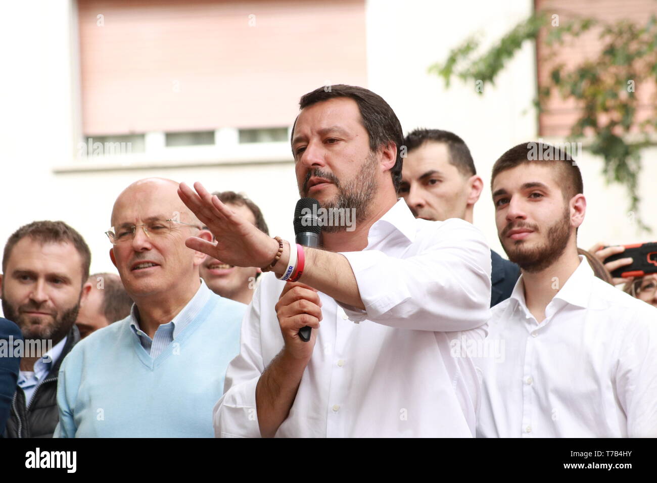 Matteo Salvini, Modena - Italia, 3 de mayo de 2019: conferencia política pública Lega parte Foto de stock