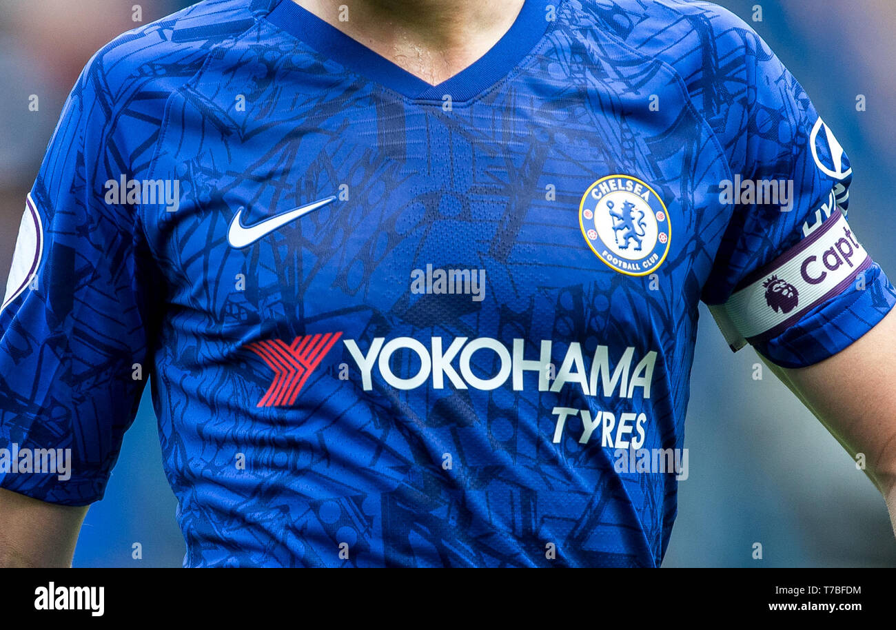 Londres, Reino Unido. El 05 de mayo, 2019. Camiseta Chelsea 2019/20 frente  a detalle durante la Premier League entre el Chelsea y el Watford en  Stamford Bridge, Londres, Inglaterra, el 5 de