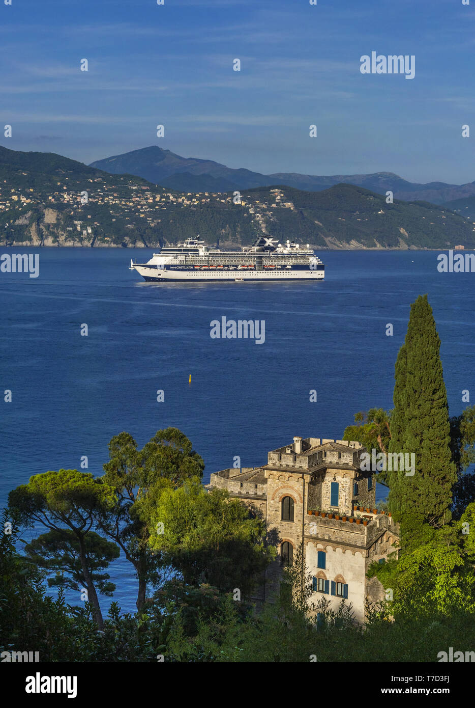 Crucero y el Castello Brown, Portofino, Italia Foto de stock
