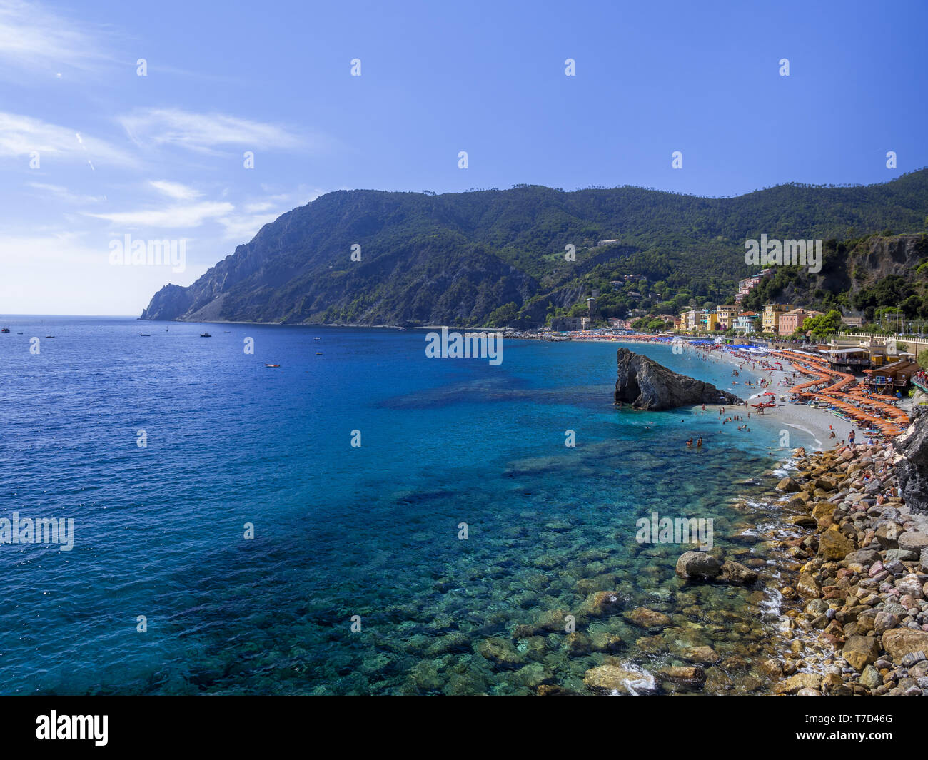 La playa de Monterosso Al Mare, Italia Foto de stock
