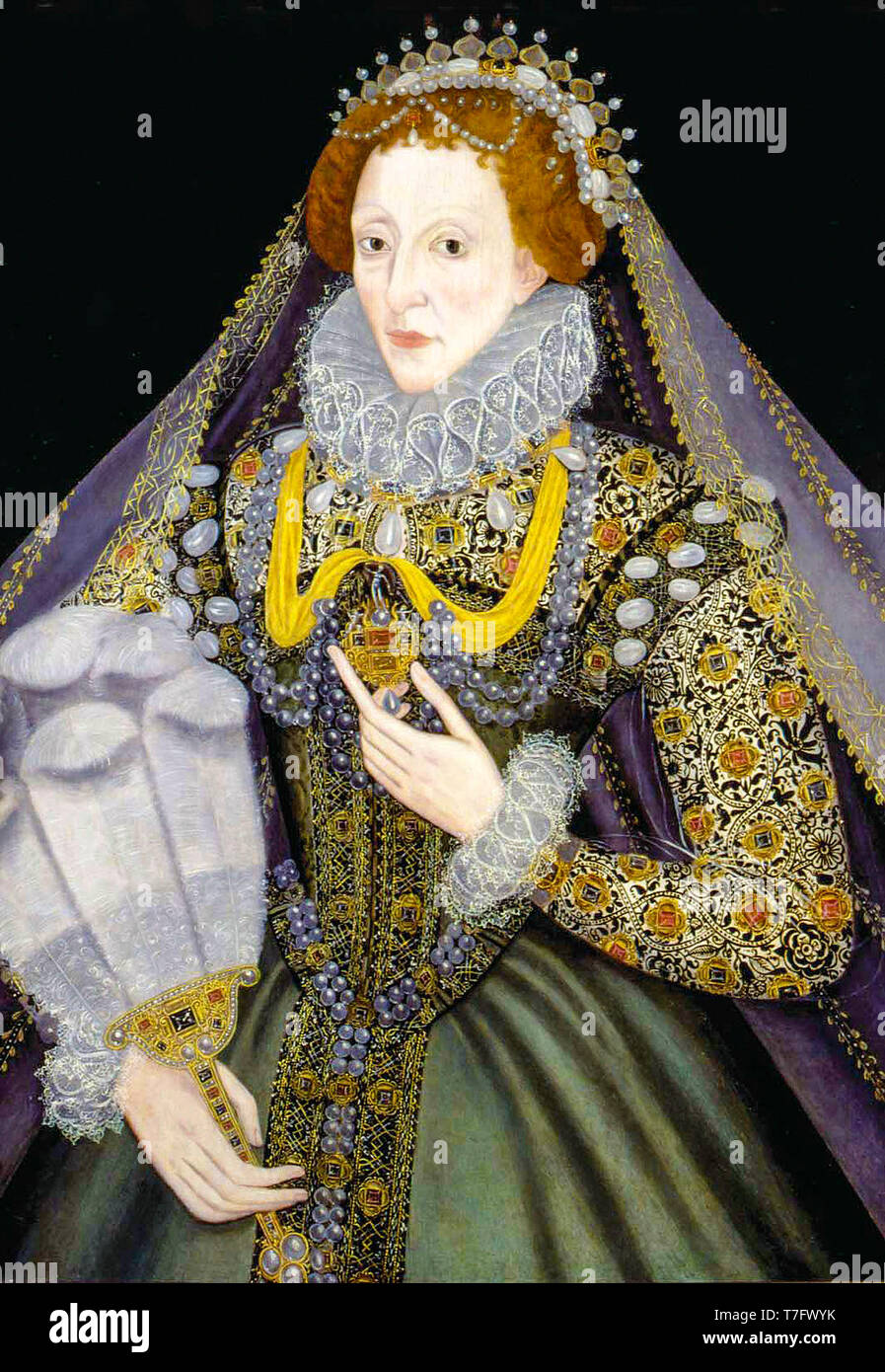 Reina Isabel I de Inglaterra, pintura de retrato, artista desconocido (probablemente British School), 1570-1579 Foto de stock