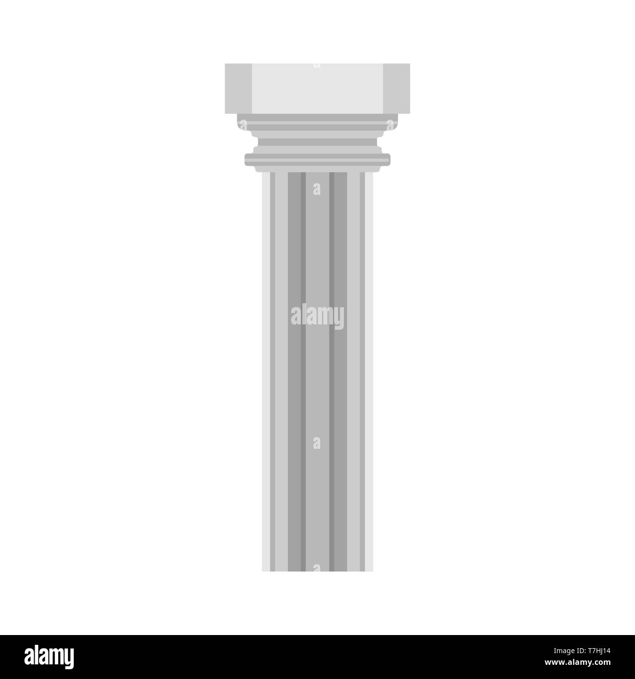 Historial de columna elemento arquitectónico monumento símbolo clásico icono de vector. Pie plano escultura de mármol exterior bar Ilustración del Vector