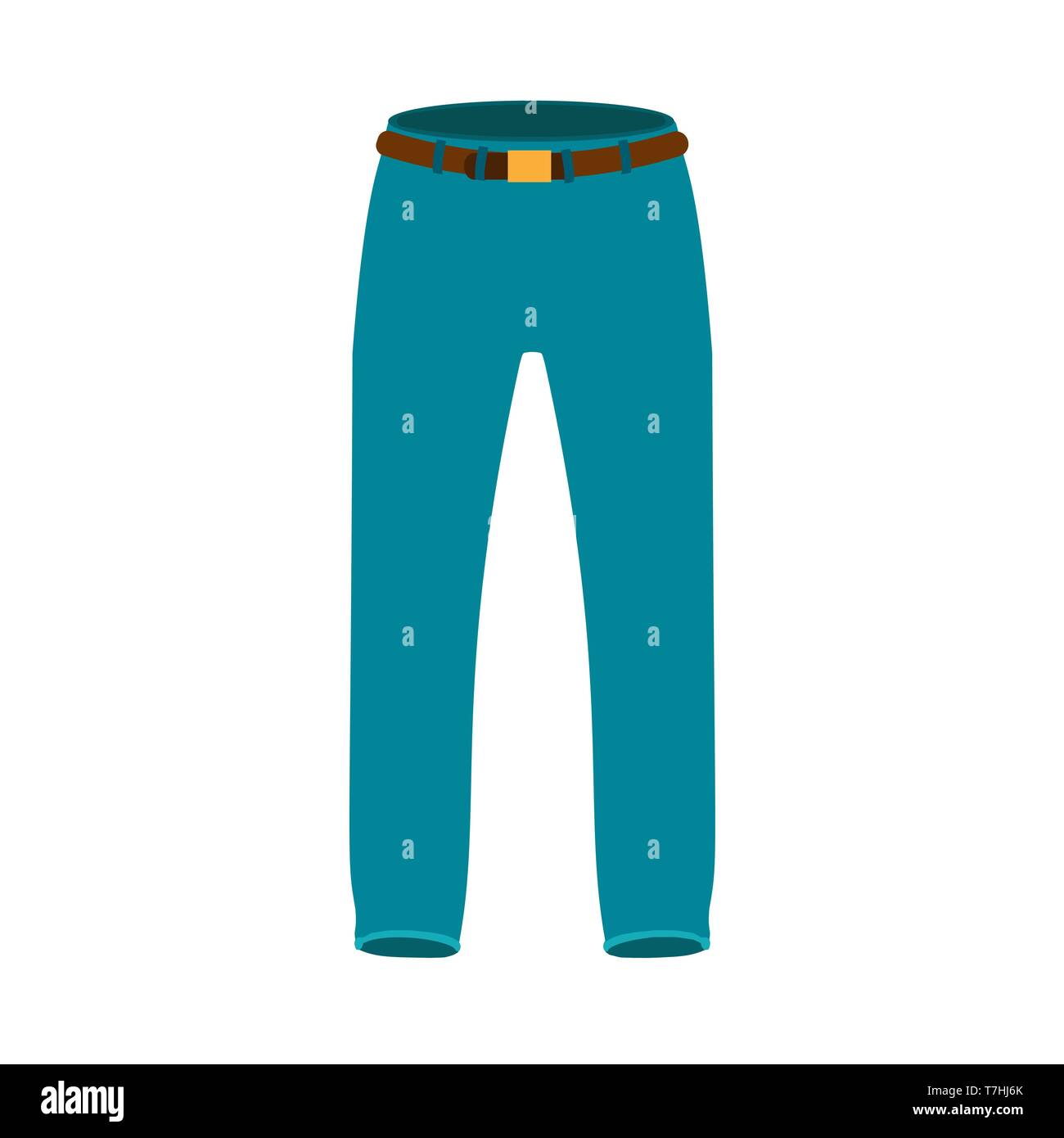 Blue Jeans vista frontal icono vectoriales ropa de algodón cosido en el  material. Vestido vestido de color indigo denim hombre Imagen Vector de  stock - Alamy
