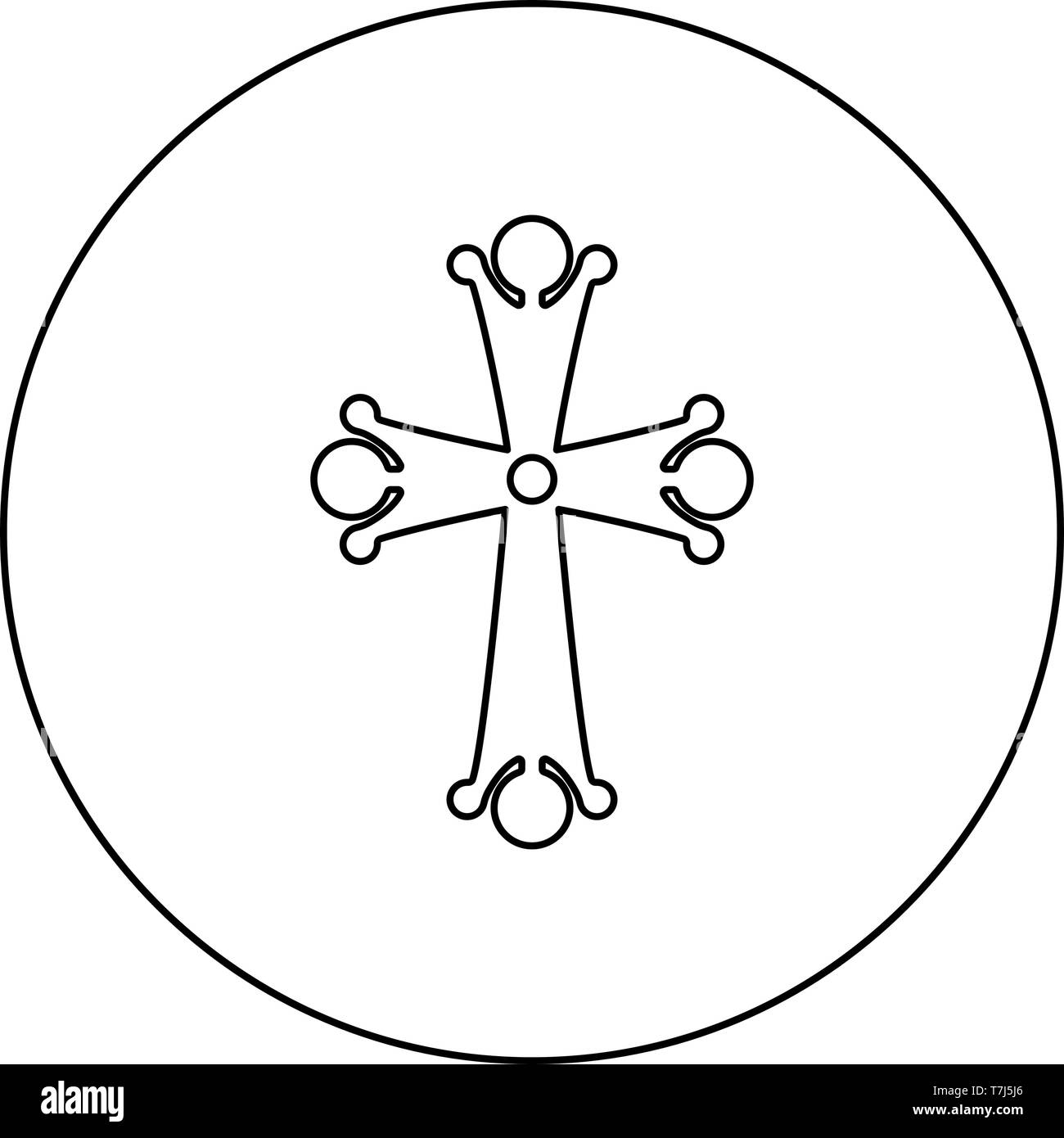 Cruz de cuatro puntas en forma de gota monograma Cruz Cruz icono religioso  en el círculo de color negro esquema ilustración vectorial tipo plano  simple imagen Imagen Vector de stock - Alamy