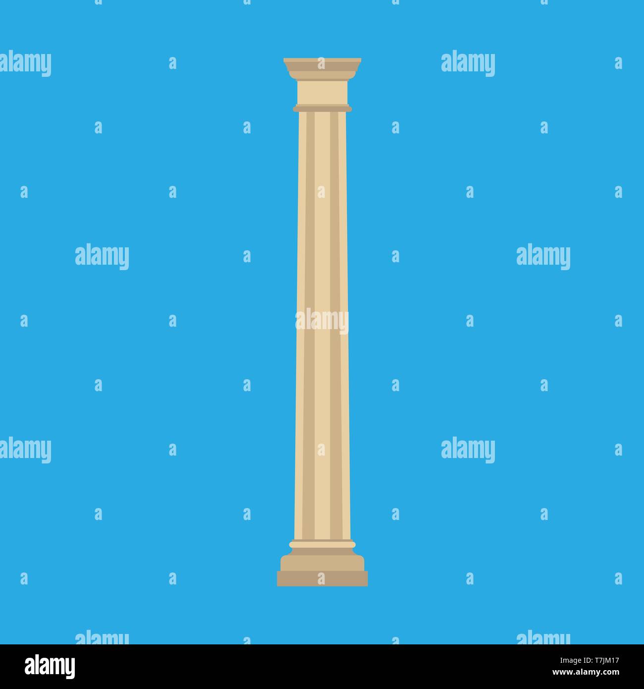Historial de columna elemento arquitectónico monumento símbolo clásico icono de vector. Pie plano escultura de mármol exterior bar Ilustración del Vector