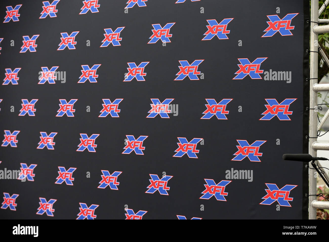 Conferencia de prensa de nombres XFL Winston Moss Head Coach de Los Ángeles el 7 de mayo de 2019 (Foto por Jevone Moore) Foto de stock
