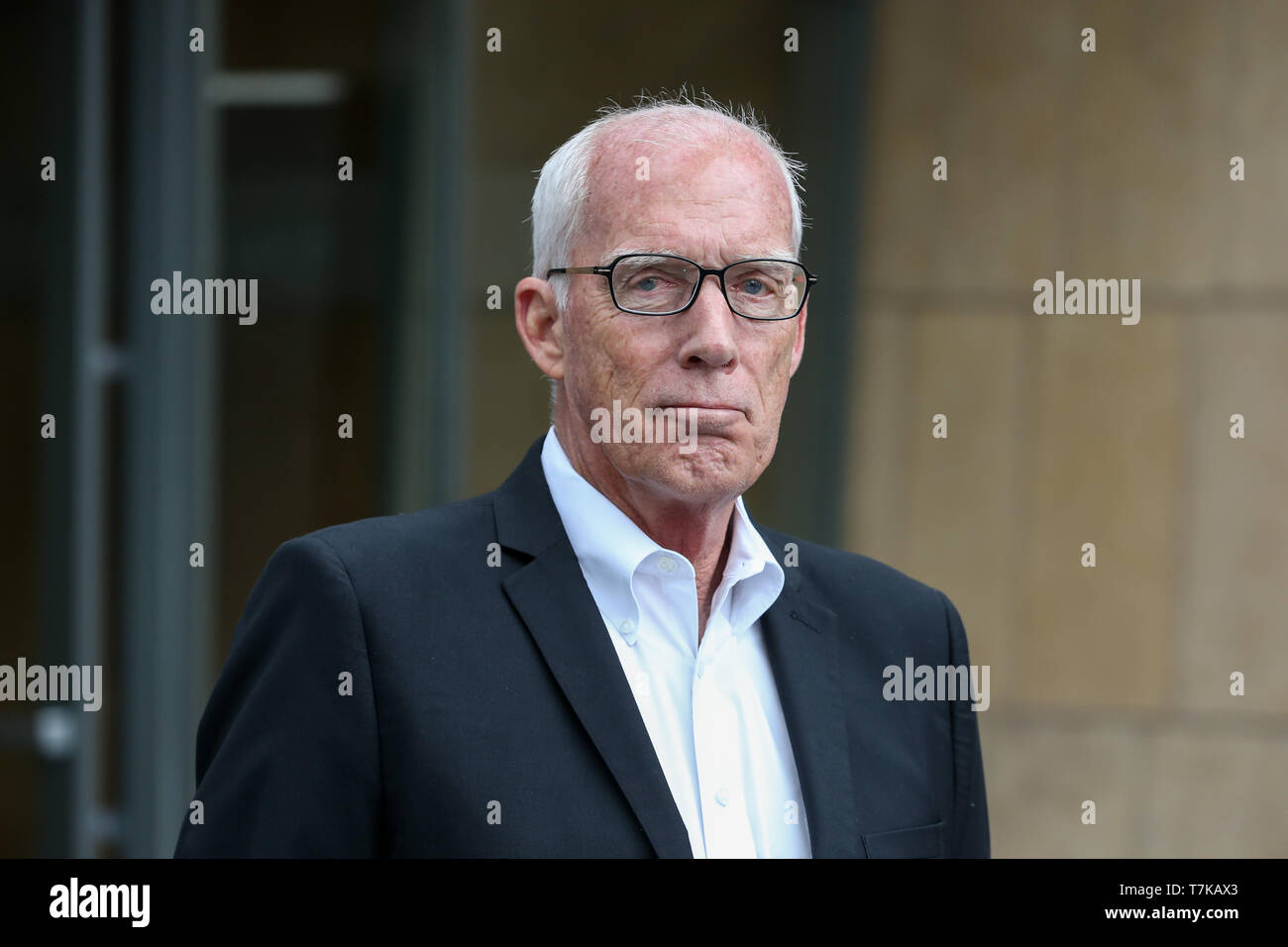 John Mckay Jr durante una conferencia de prensa para nombres de XFL Winston Moss Head Coach de Los Ángeles el 7 de mayo de 2019 (Foto por Jevone Moore) Foto de stock