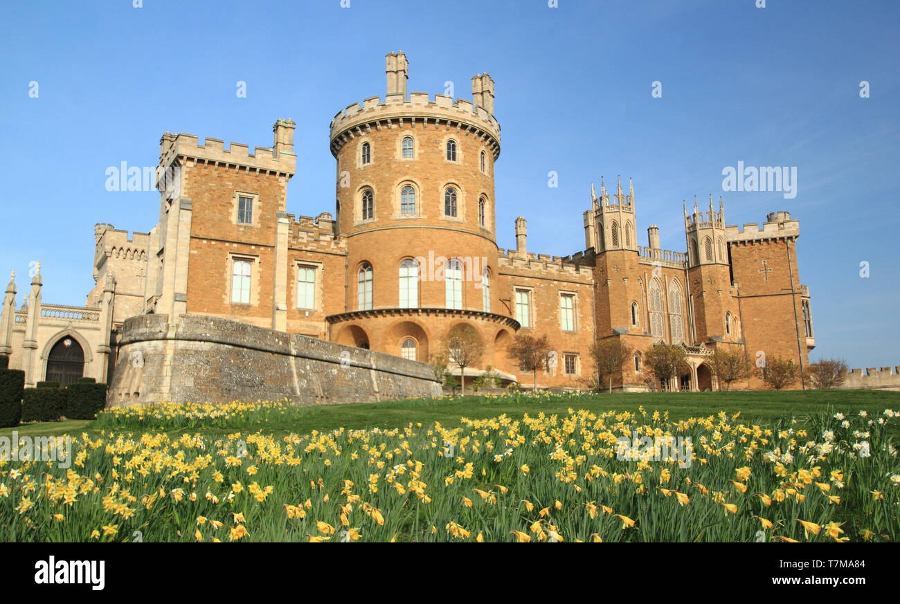 Castillo de Belvoir, una casa solariega inglesa; el asiento de los Duques de Rutland, Leicestershire, Eeast Midlands, Reino Unido Foto de stock