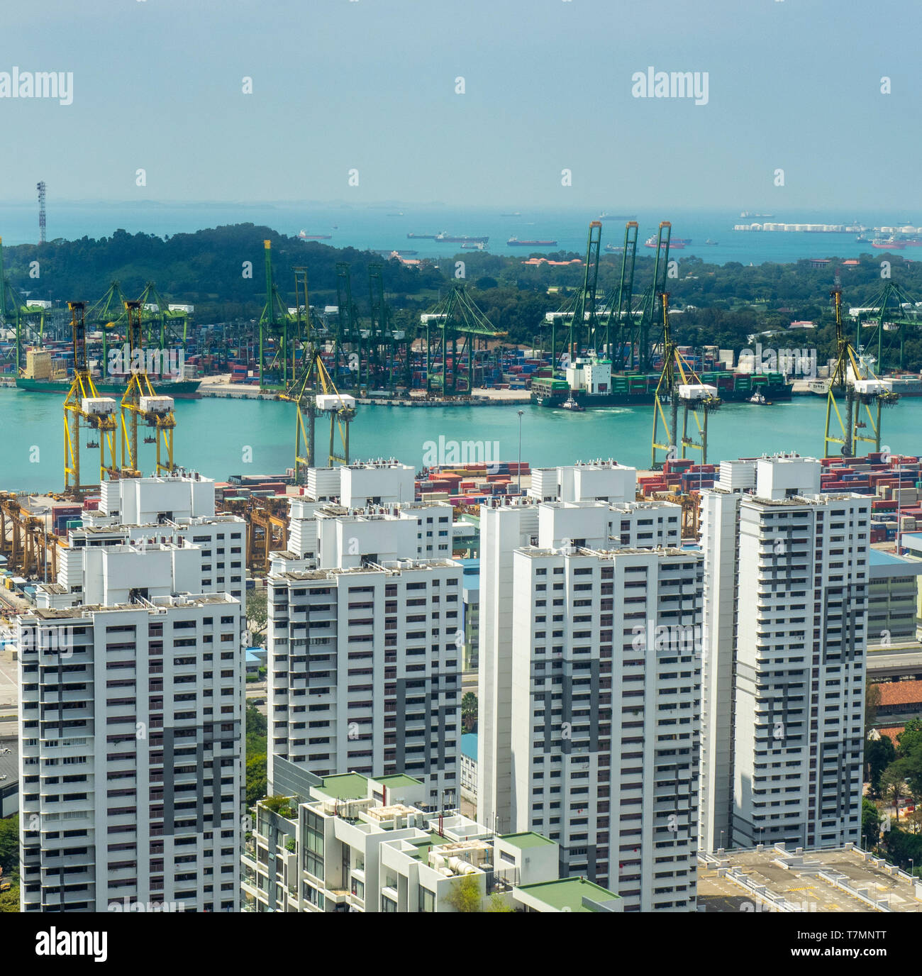 Torres de apartamentos residenciales de gran altura en Singapur. Foto de stock