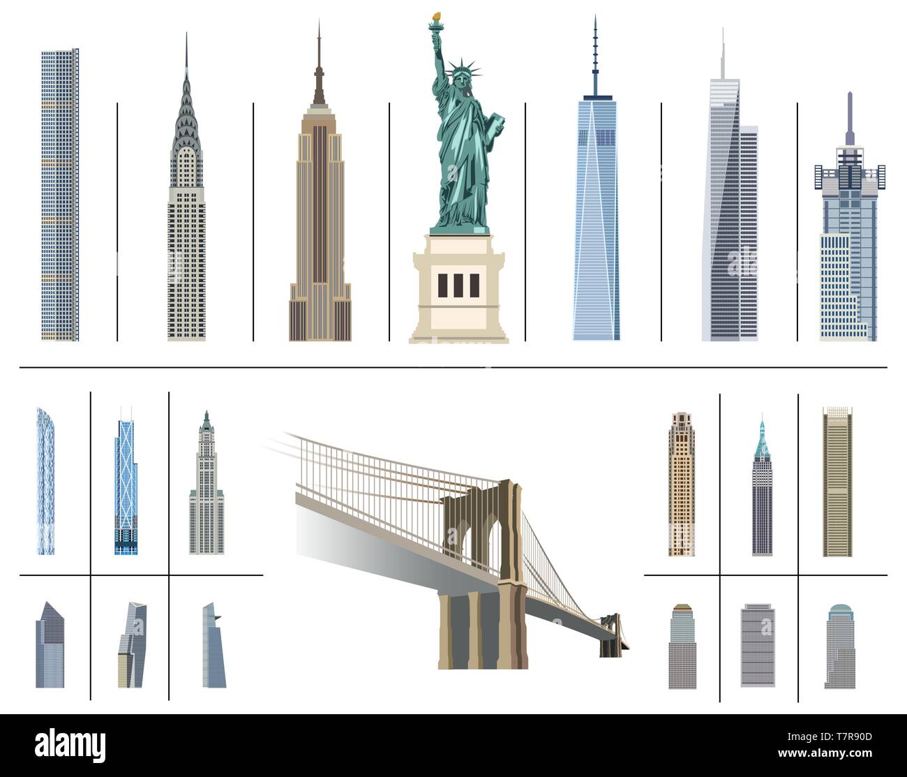 Vectores Colección de monumentos de la ciudad de Nueva York Ilustración del Vector