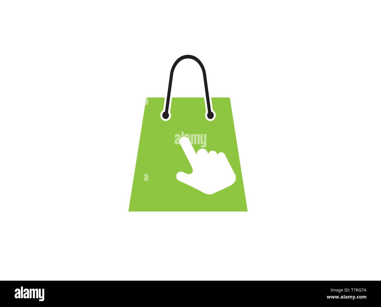 Icono de bolsa de compras con la mano para diseño de logotipo, ilustración  Internet tienda tienda online haga clic en el símbolo Imagen Vector de  stock - Alamy