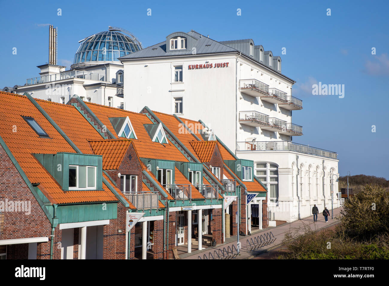 Del Mar del Norte isla Juist, Frisia Oriental, Hotel Kurhaus, Baja Sajonia, Alemania, Foto de stock