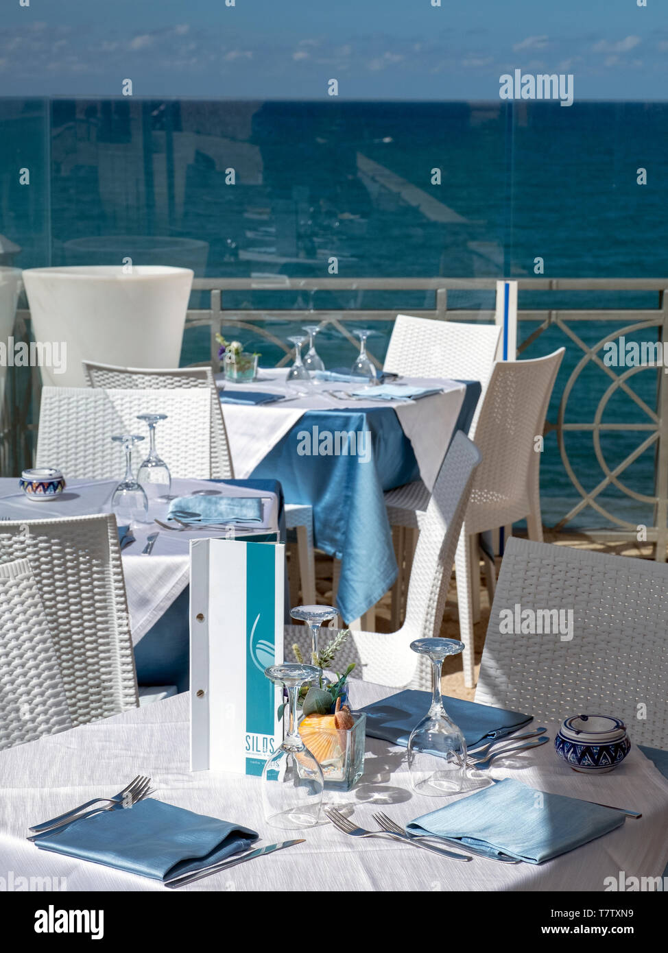 Silos restaurante, Castellammare del Golfo, Sicilia. Foto de stock