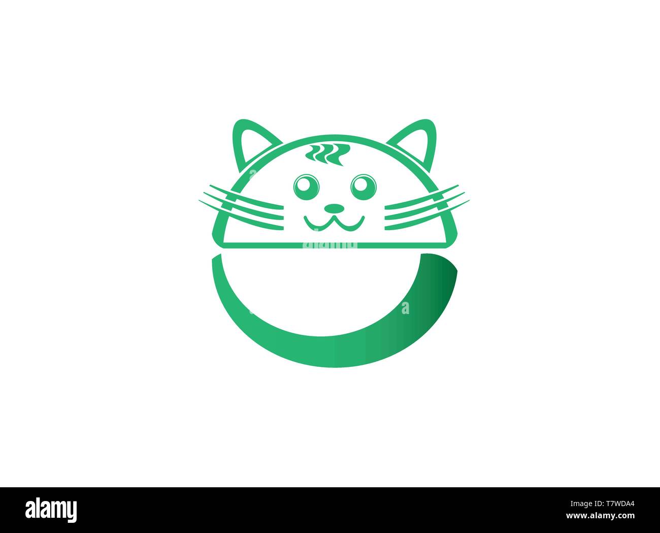 Murales gatos cabeza con ojos verdes en el estilo de caracteres adhesivos