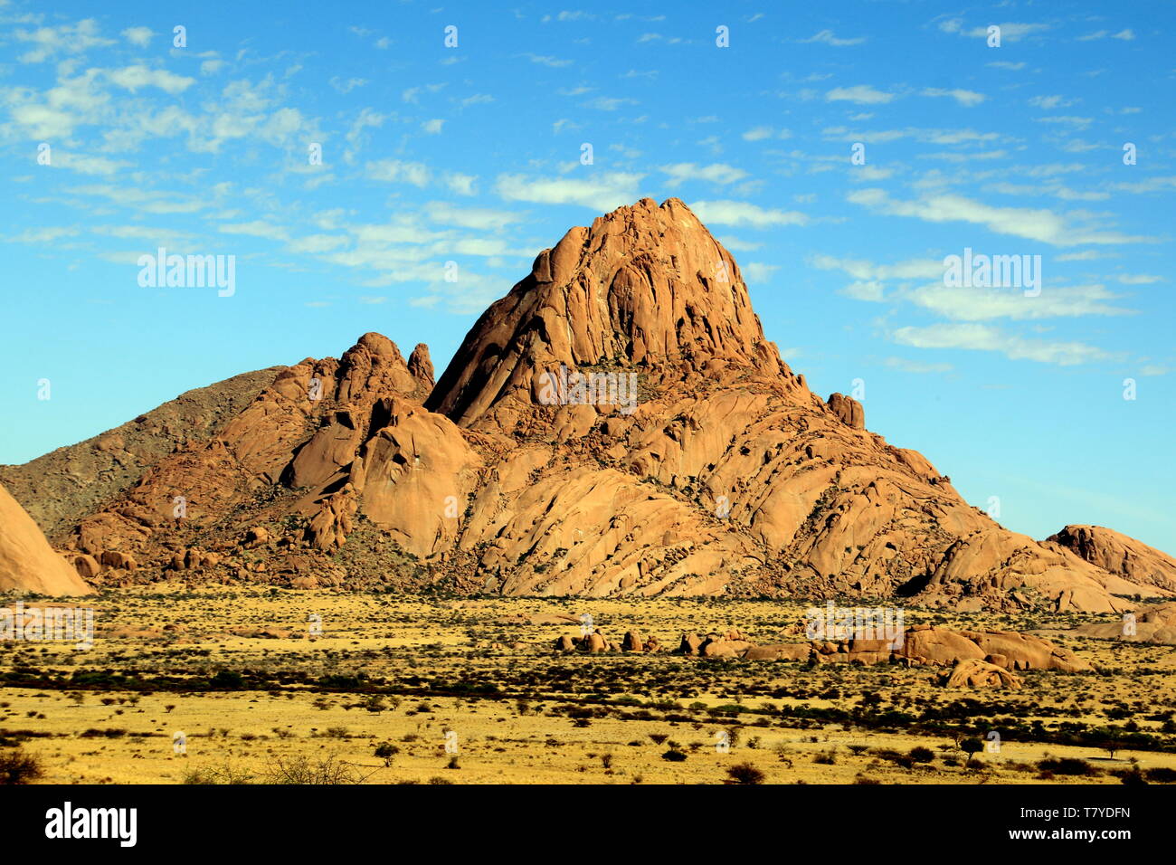 La majestuosa montaña Spitskoppe en un hermoso paisaje de Namibia Foto de stock