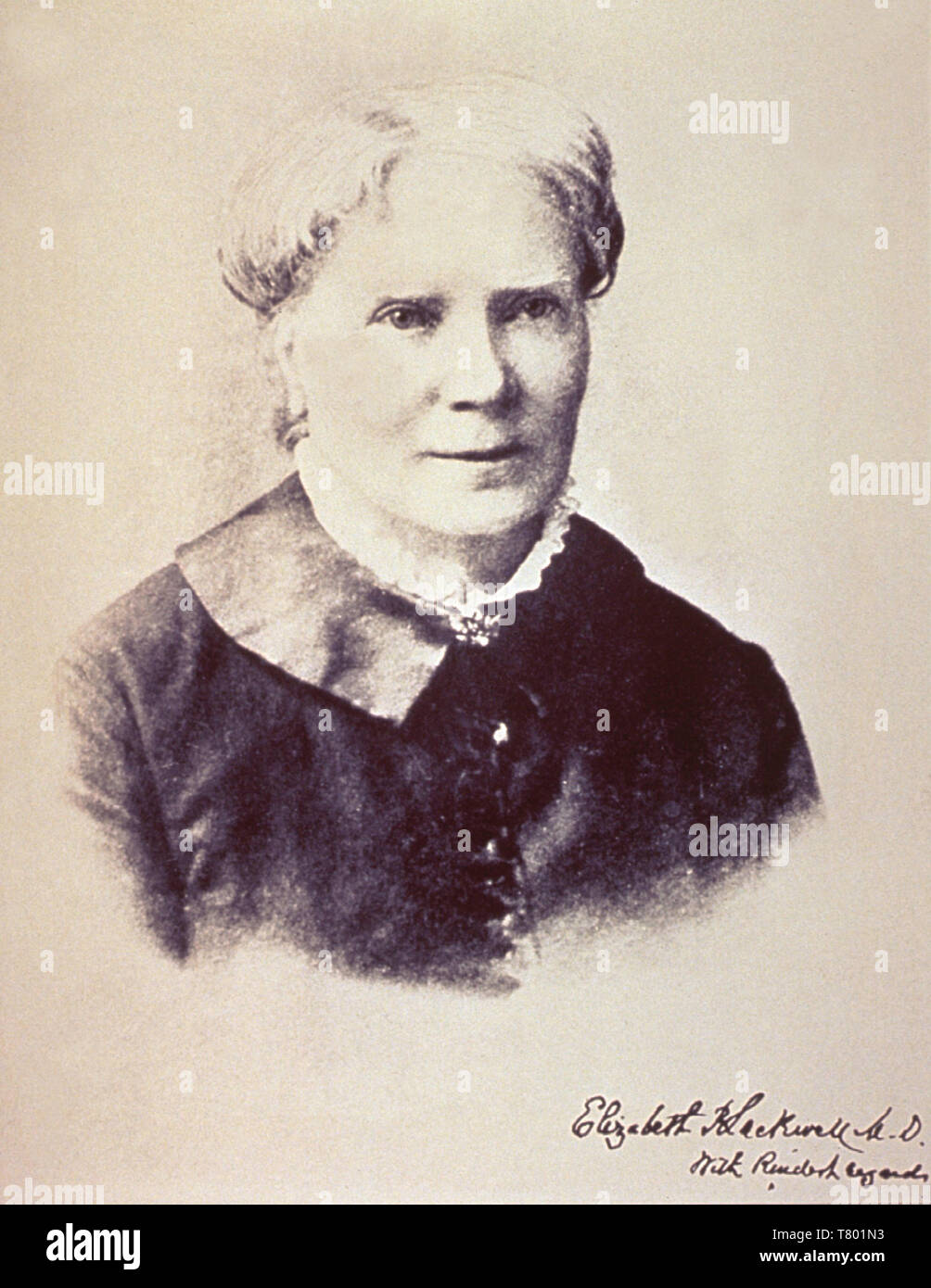 Elizabeth Blackwell, médico inglés y reformador social Foto de stock