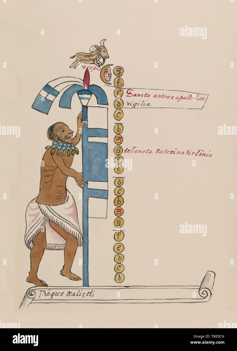 El Codex, Panquetzaliztli Tovar, 15 de mes Calendario Azteca Foto de stock