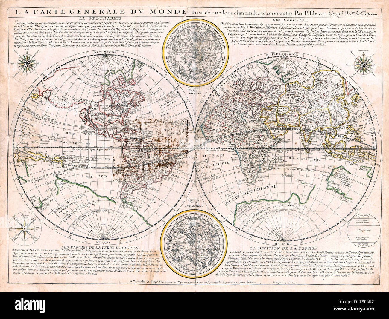 Nicolas Berey, Mapa del Mundo, 1661 Foto de stock