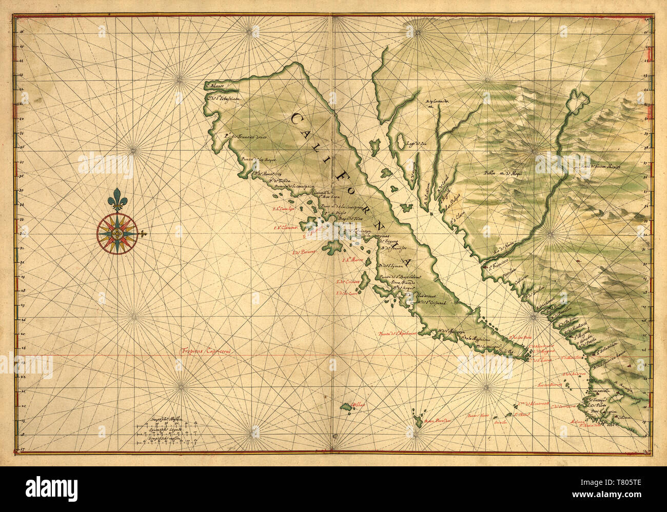 Johannes Vingboons, Mapa de California, 1650 Foto de stock