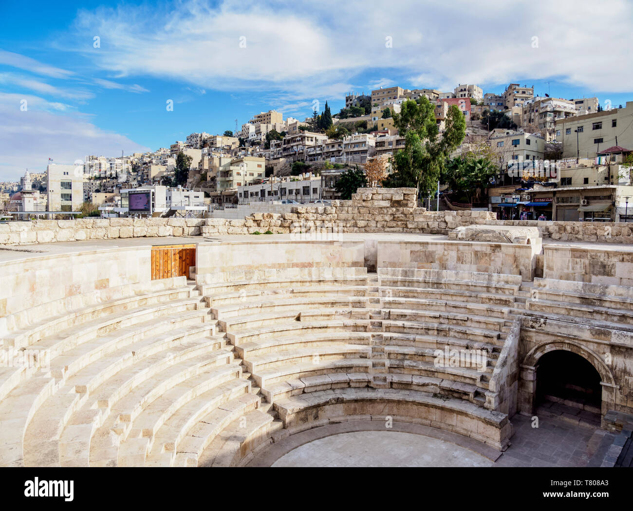 Teatro Odeon romano, Ammán, la Gobernación de Ammán, Jordania, Oriente Medio Foto de stock