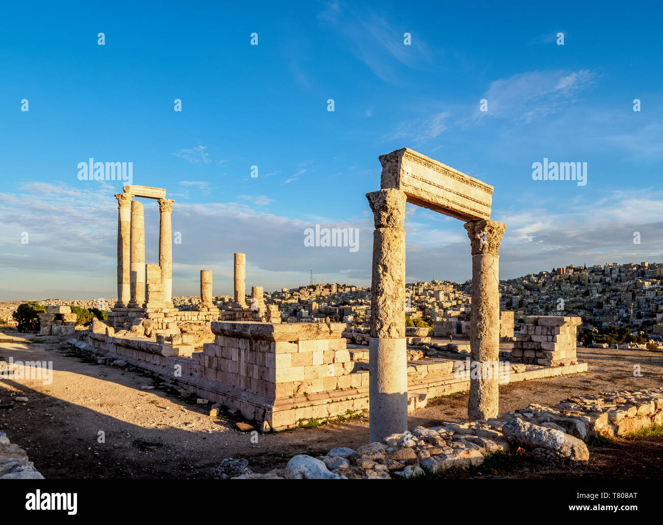 Templo de Hércules ruinas, Ciudadela de Amman, Ammán, Jordania, Gobernación de Oriente Medio Foto de stock