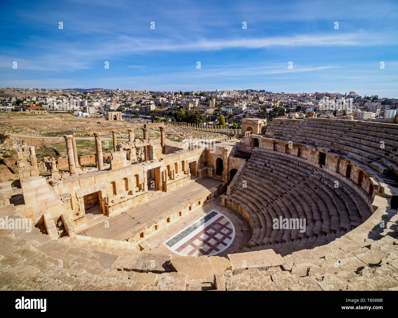 Teatro del norte, Jerash, Gobernación de Jerash, Jordania, Oriente Medio Foto de stock