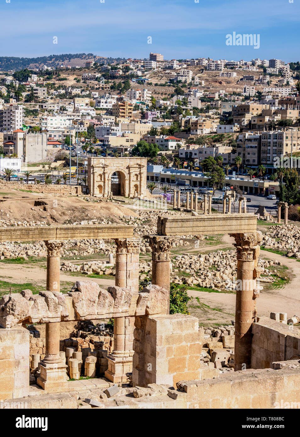 Teatro del norte, Jerash, Gobernación de Jerash, Jordania, Oriente Medio Foto de stock