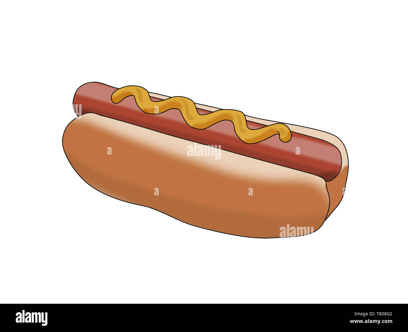 Perro Caliente, comida chatarra, ilustración Foto de stock