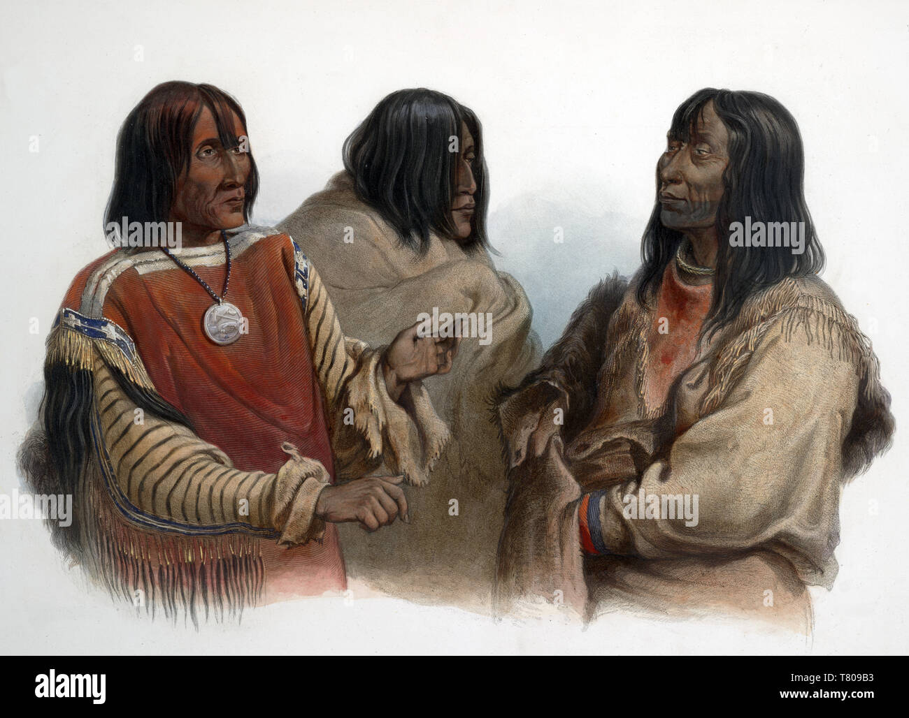 Los Jefes Indios de tribus nativas americanas, 1830s Foto de stock