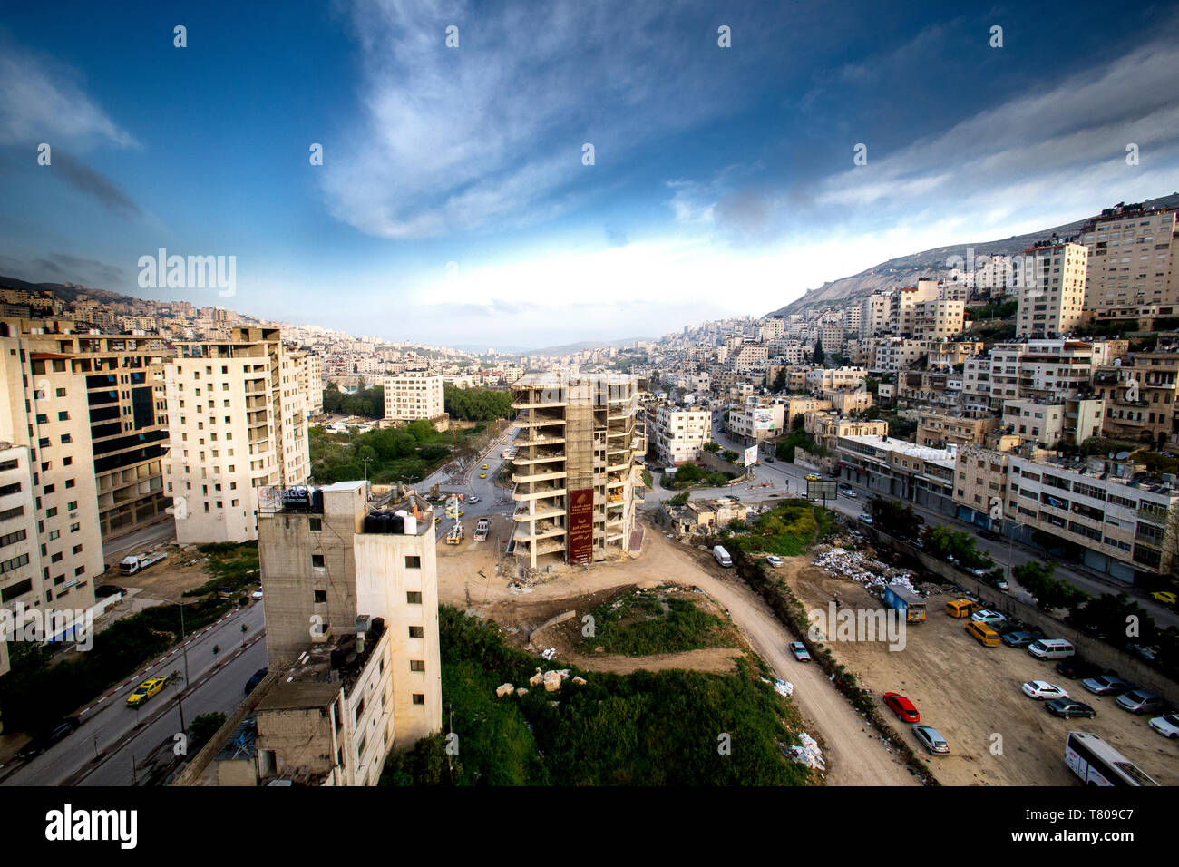 El centro de la ciudad de Naplusa, en la Ribera Occidental, Palestina, Oriente Medio Foto de stock