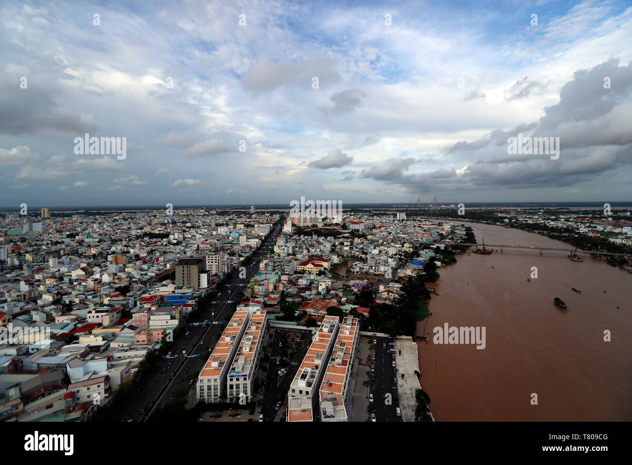 Vista aérea de Can Tho, Can Tho, en el Delta del Mekong, Vietnam, Indochina, en el sudeste de Asia, Asia Foto de stock