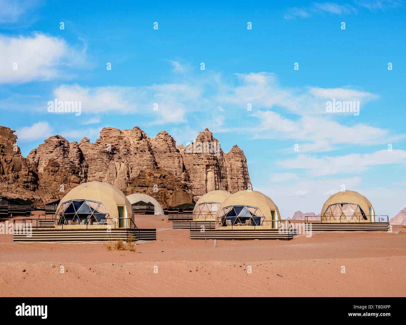 Sun City Camp, Wadi Rum, Gobernación de Aqaba, Jordania, Oriente Medio Foto de stock