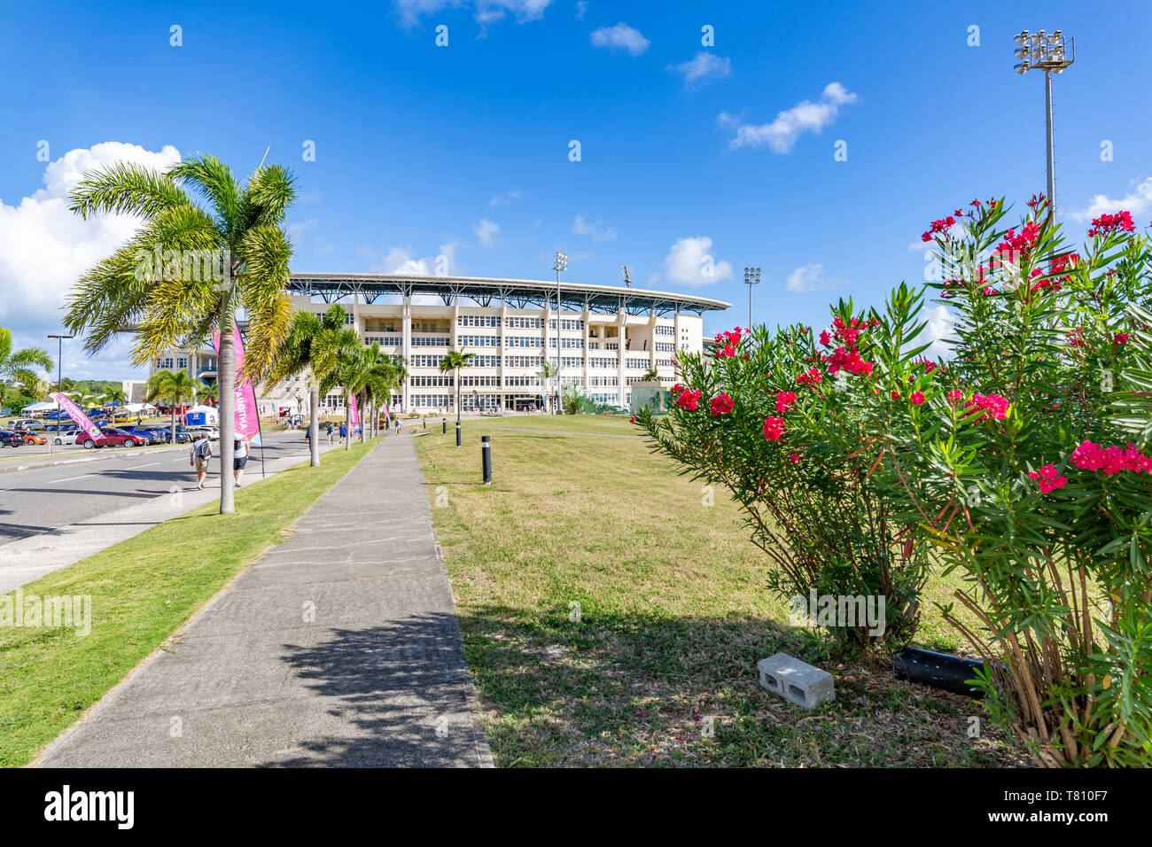 Vista de Sir Vivian Richards Stadium, San Jorge, Antigua y Barbuda, Antillas, Caribe, América Central Foto de stock