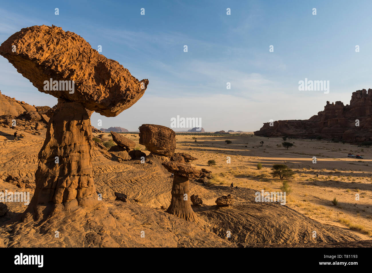 La seta formaciones rocosas, la Meseta de Ennedi, Sitio del Patrimonio Mundial de la UNESCO, la región de Ennedi, Chad, África Foto de stock