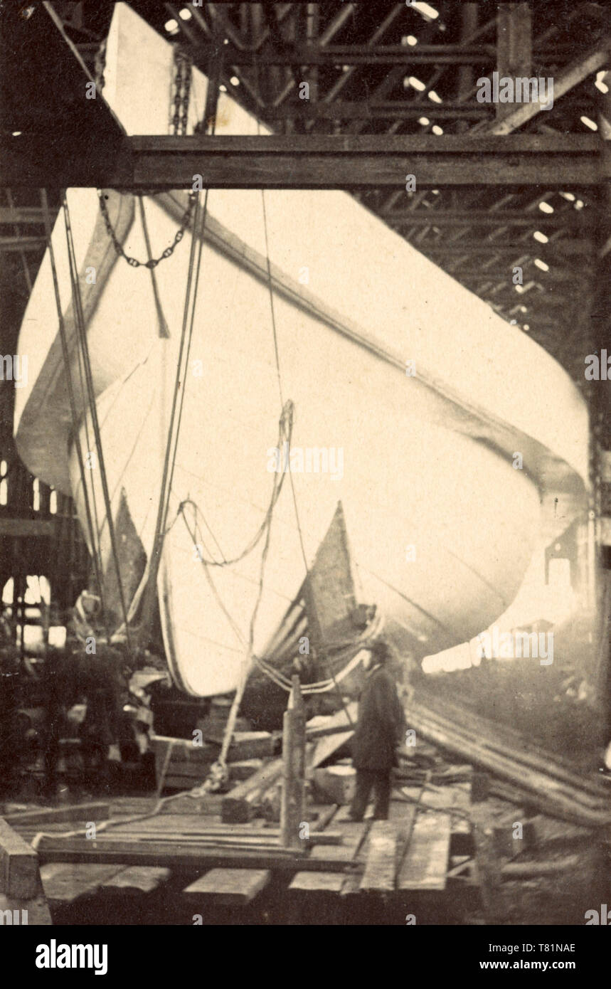 John Ericsson posando con el USS Monitor, 1861 Foto de stock