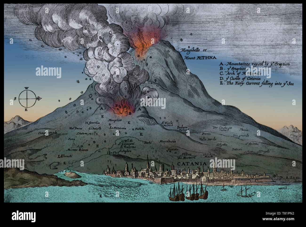 Erupción del Monte Etna, 1669 Foto de stock