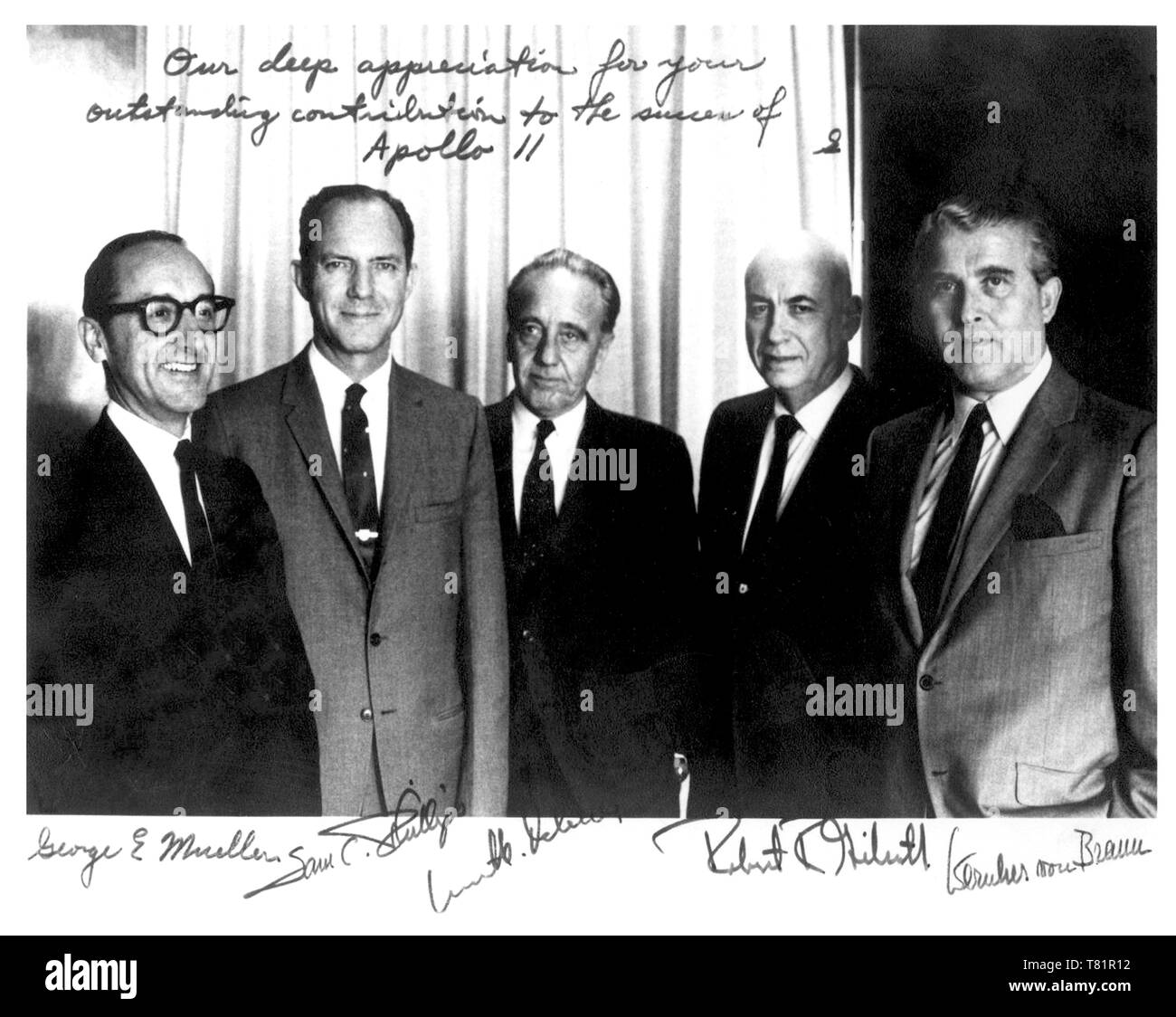 Los líderes del Programa Espacial Apolo Foto de stock