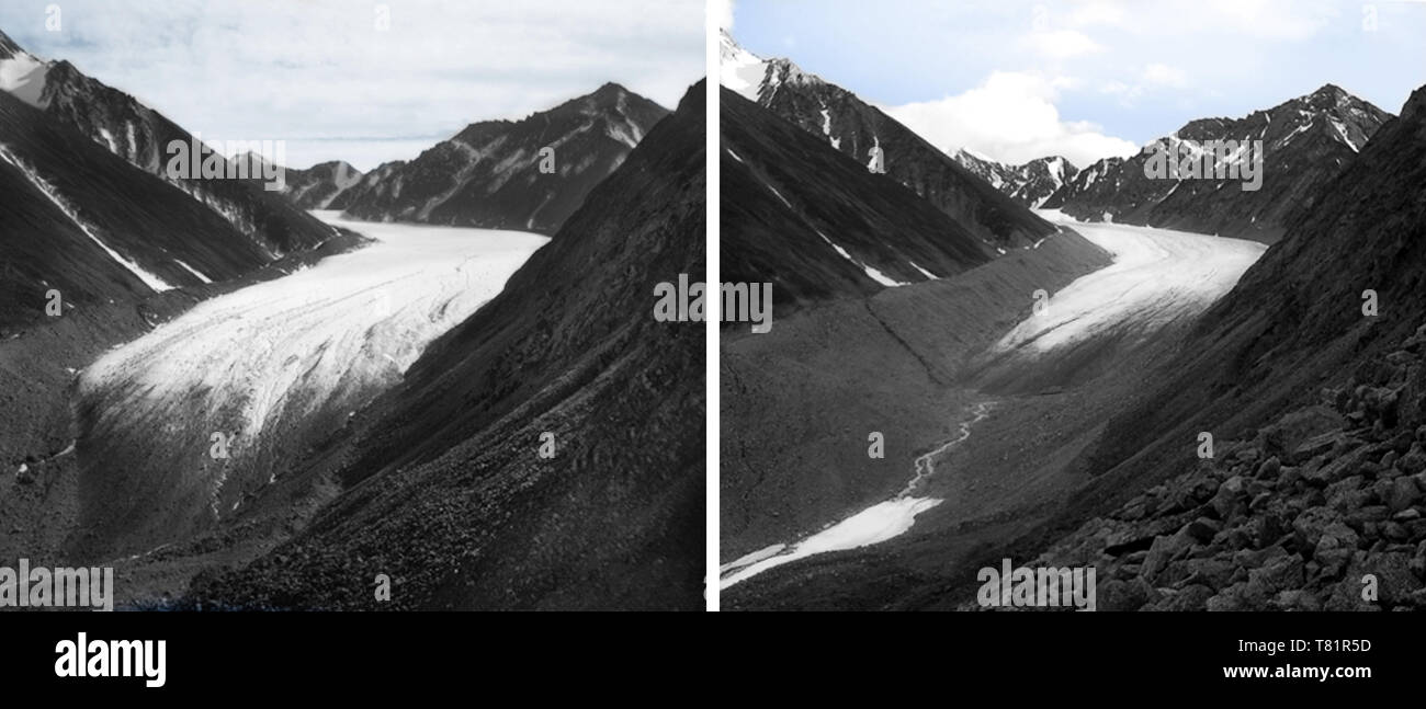 McCall Glaciar, 1958 y 2003 Foto de stock