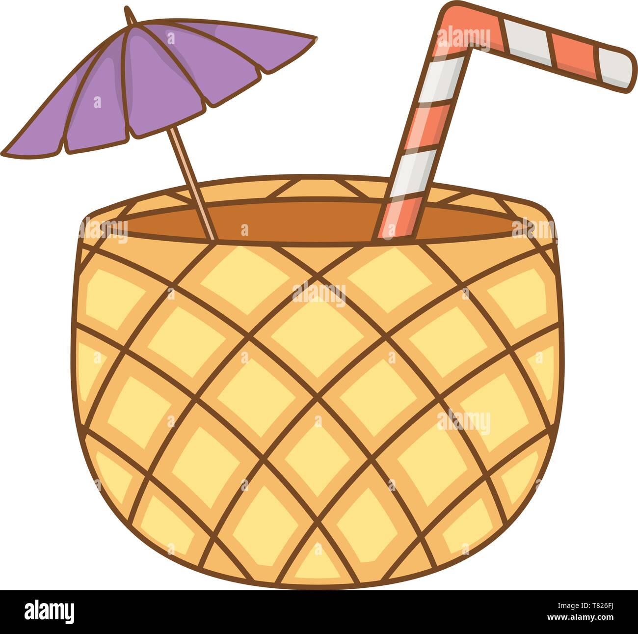 Pina Colada Con Paja Y Purpura Paraguas Aislado De Dibujos Animados Icono Plano Diseno Ilustracion Vectorial Editable Imagen Vector De Stock Alamy