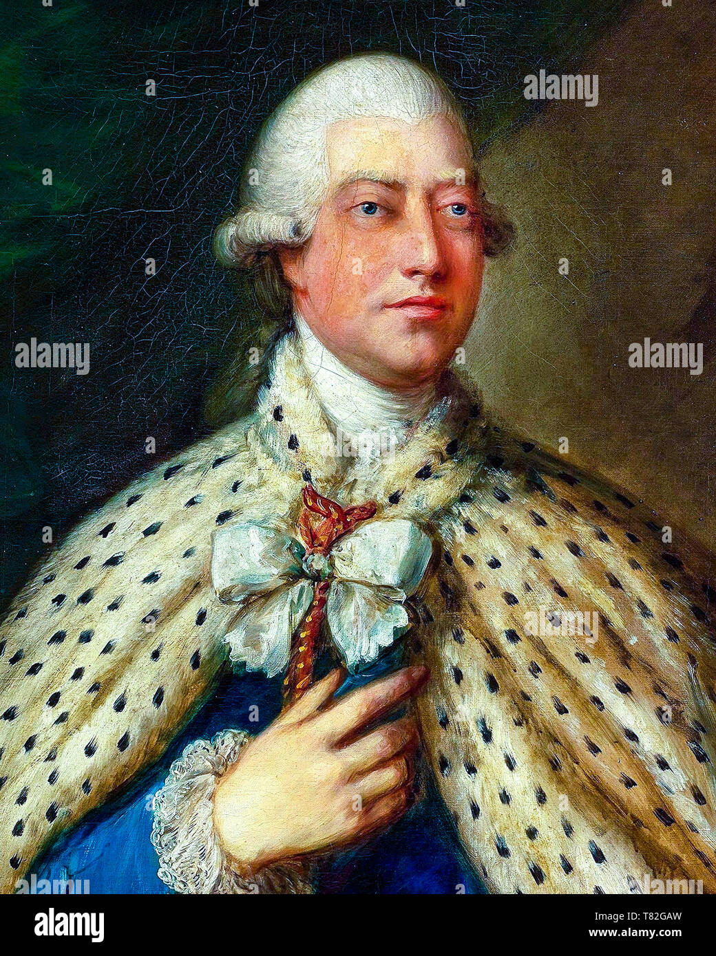 George III del Reino Unido, retrato de Thomas Gainsborough (detalle), 1785 Foto de stock