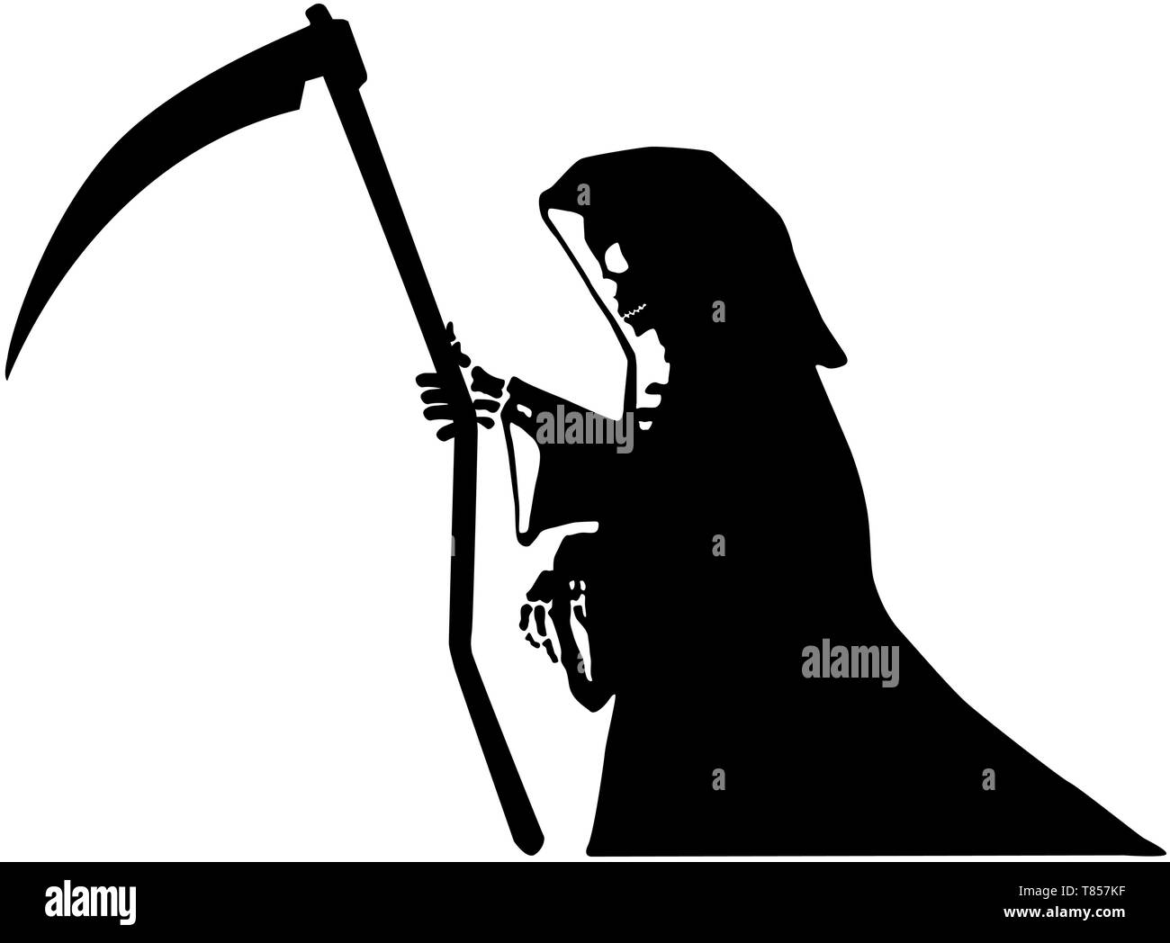 Figura con la guadaña de la muerte negra galería, ilustración vectorial,  horizontal, aislado Imagen Vector de stock - Alamy
