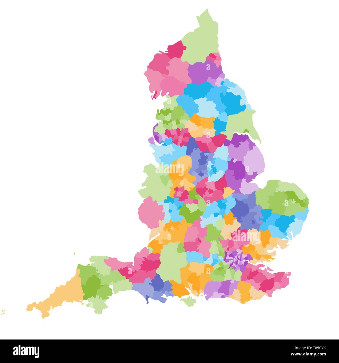 Inglaterra condados ceremoniales mapa vectorial Ilustración del Vector