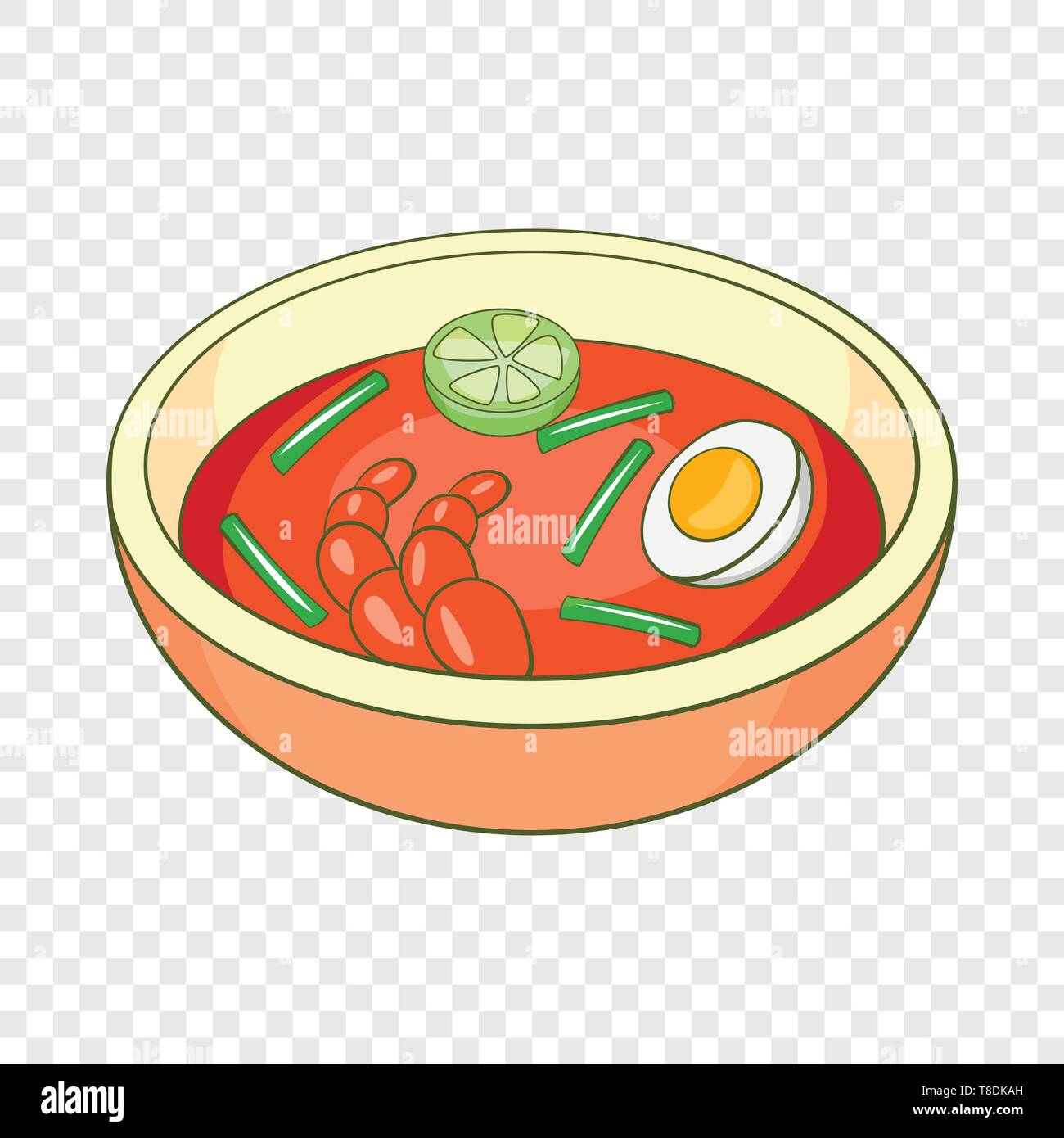 Sopa asiática, el icono de estilo de dibujos animados