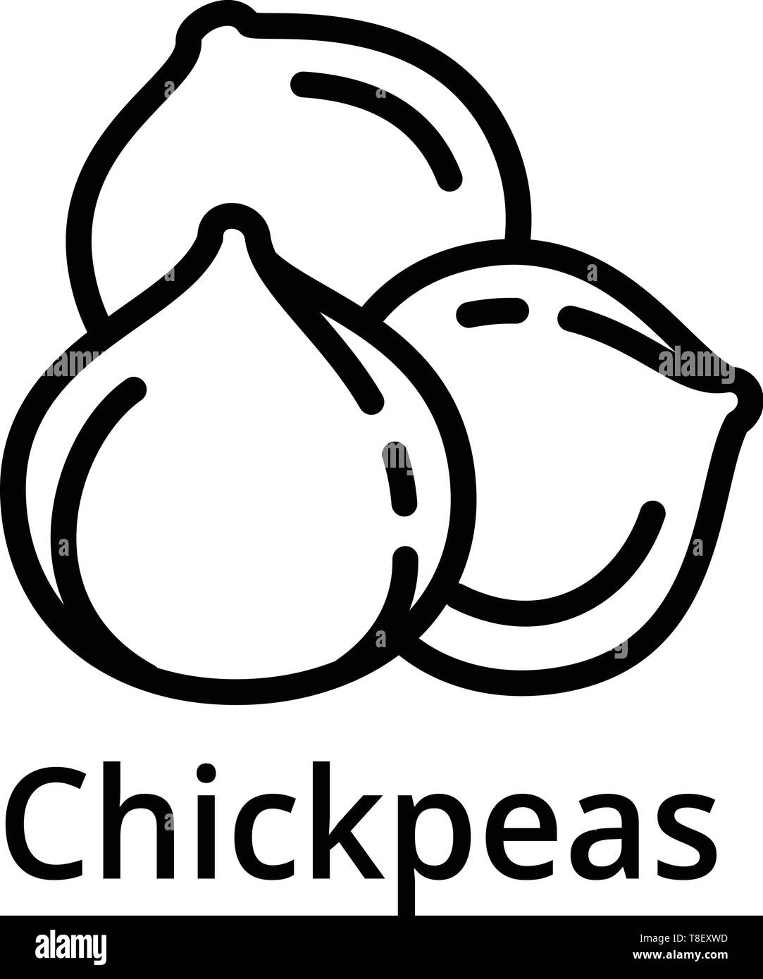 Icono de garbanzos. Garbanzos esquema vector icono Diseño web aislado