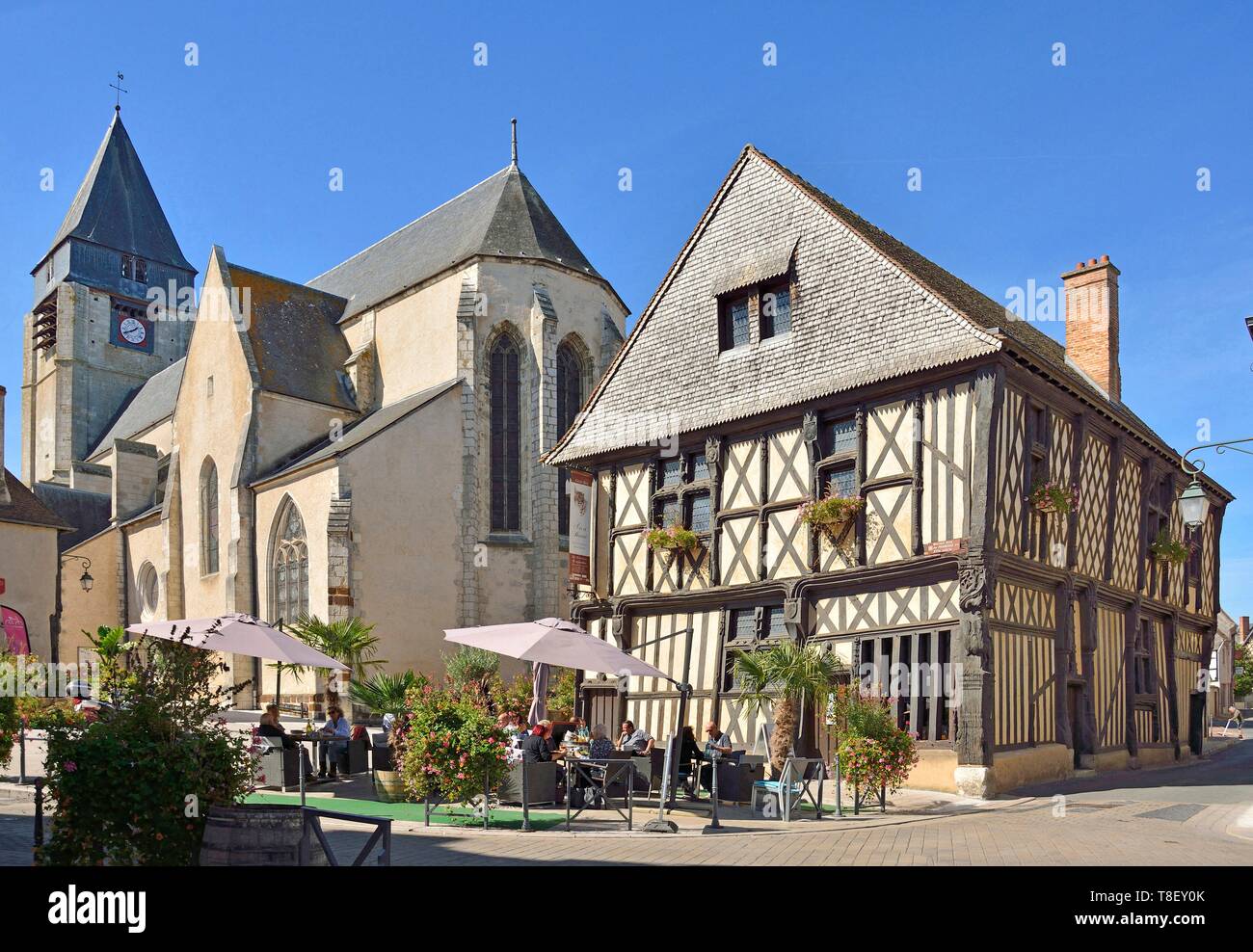 Francia, Cher, la Sologne, Aubigny sur Nere, stud house conocido como Franþois 1er (siglo xvi) Foto de stock