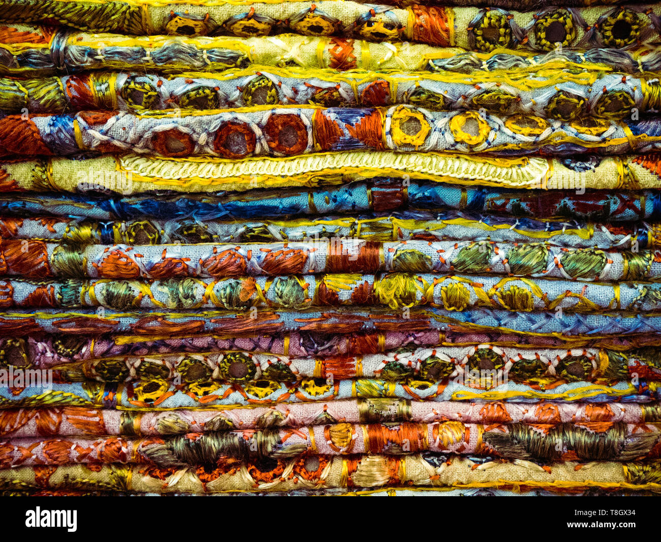 La textura de los tejidos bordados de estilo árabe Foto de stock